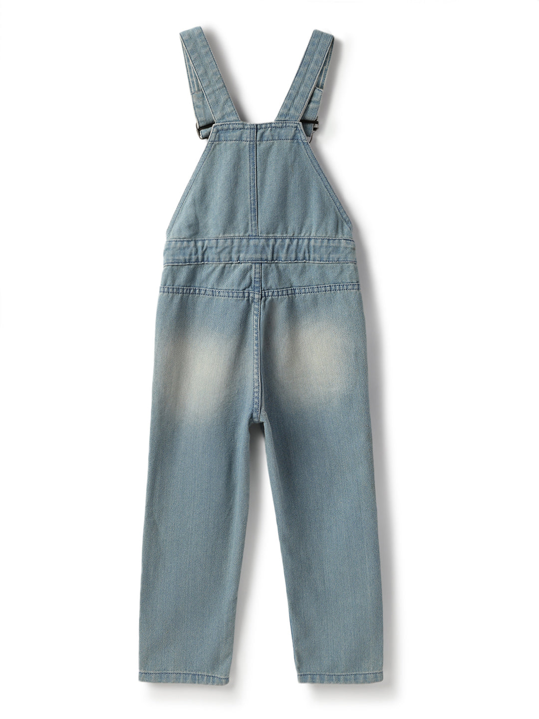Boys Cotton Poly Blue Printed Tapered Fit Dungaree