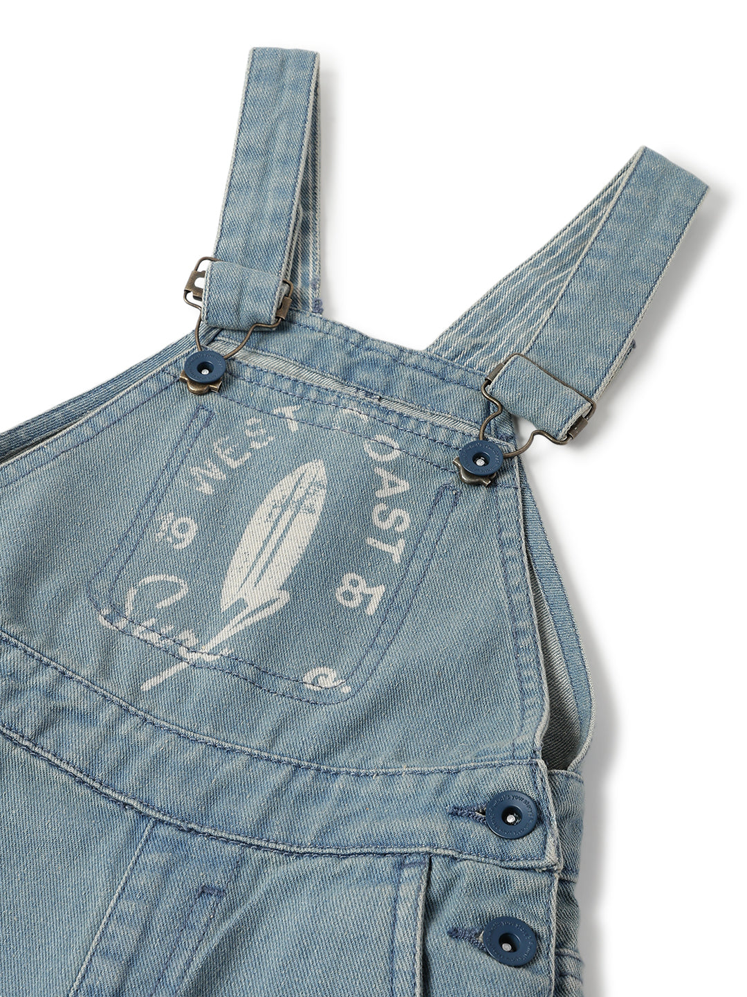 Boys Cotton Poly Blue Printed Tapered Fit Dungaree