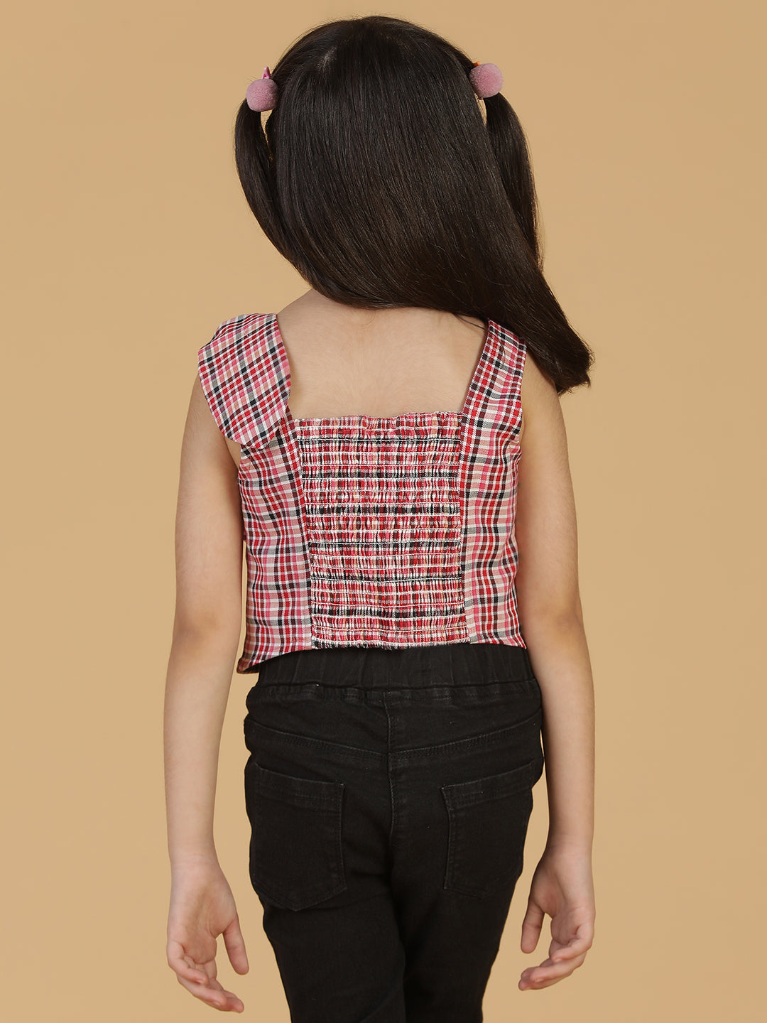 Girls Red Cotton Cropped Top