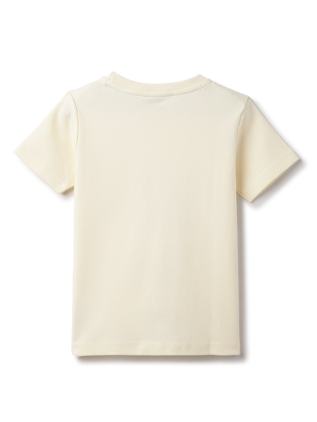 Boys Off White Cotton Embroidery T-shirt