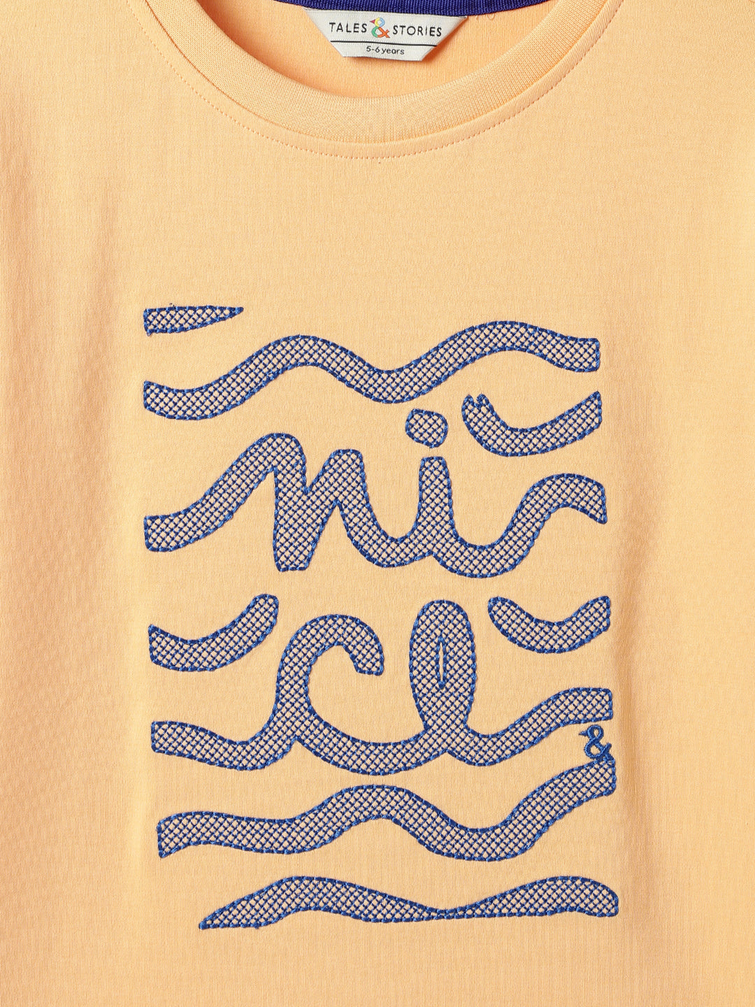 Boys Orange Cotton Embroidered T-Shirt