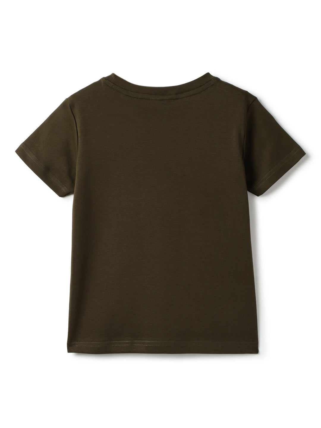 Boys Cotton Olive Printed T-Shirt