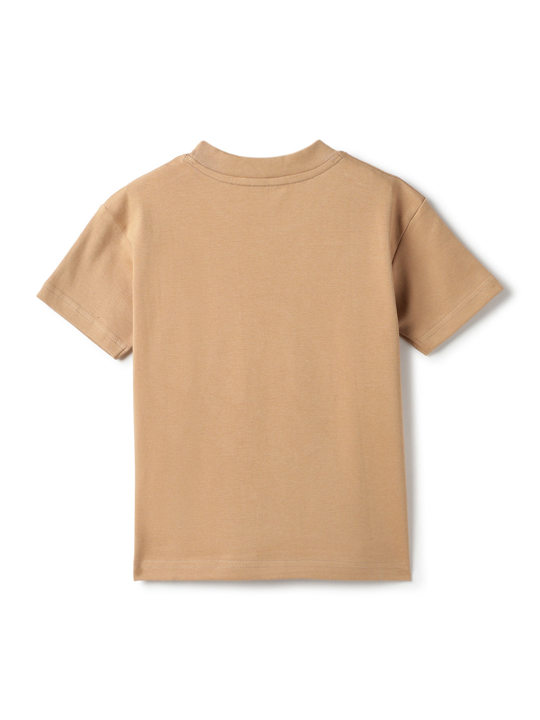 Boys Cotton Beige Embroidered T-Shirt