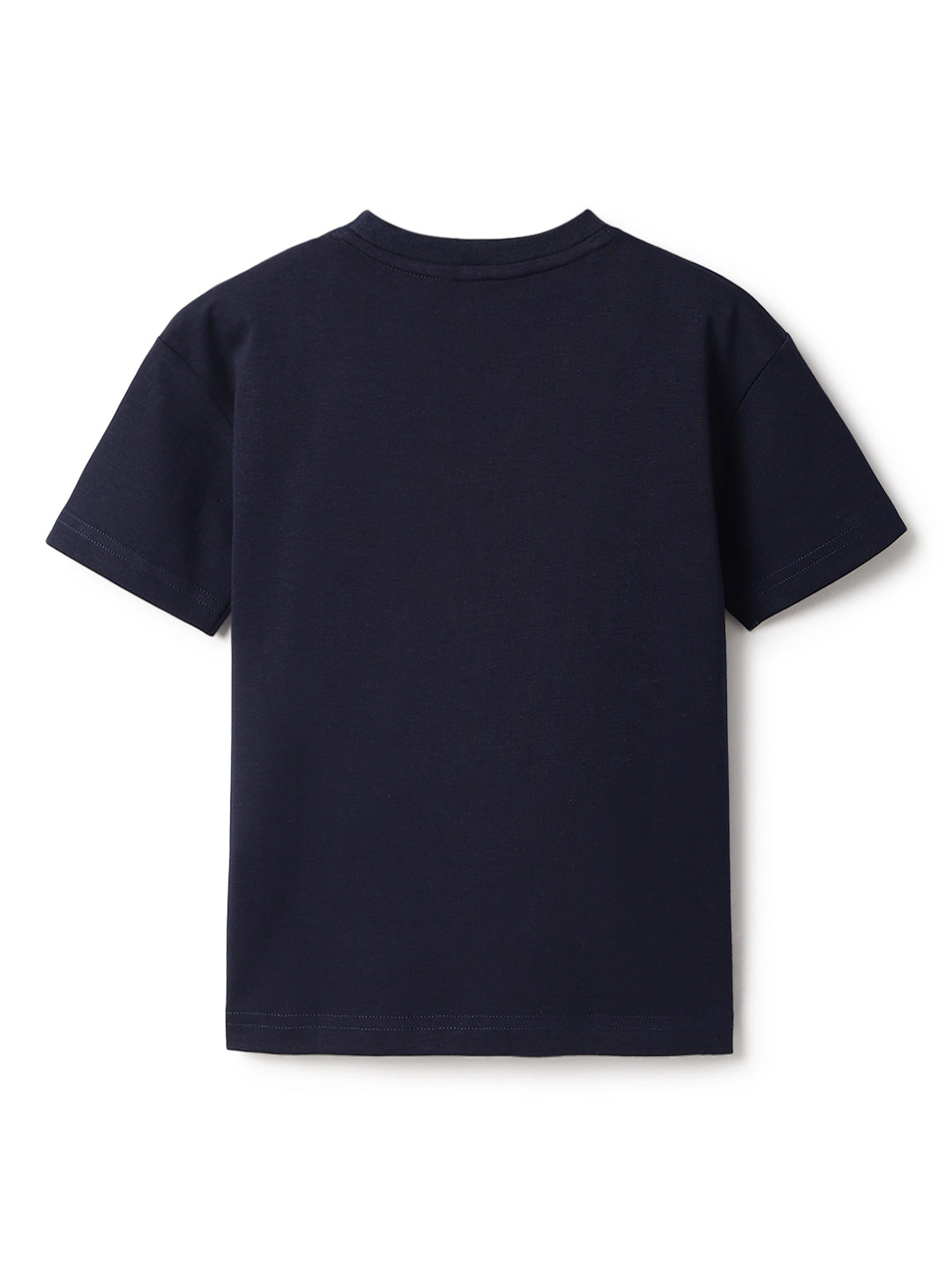 Boys Navy Blue Cotton Solid T-shirt