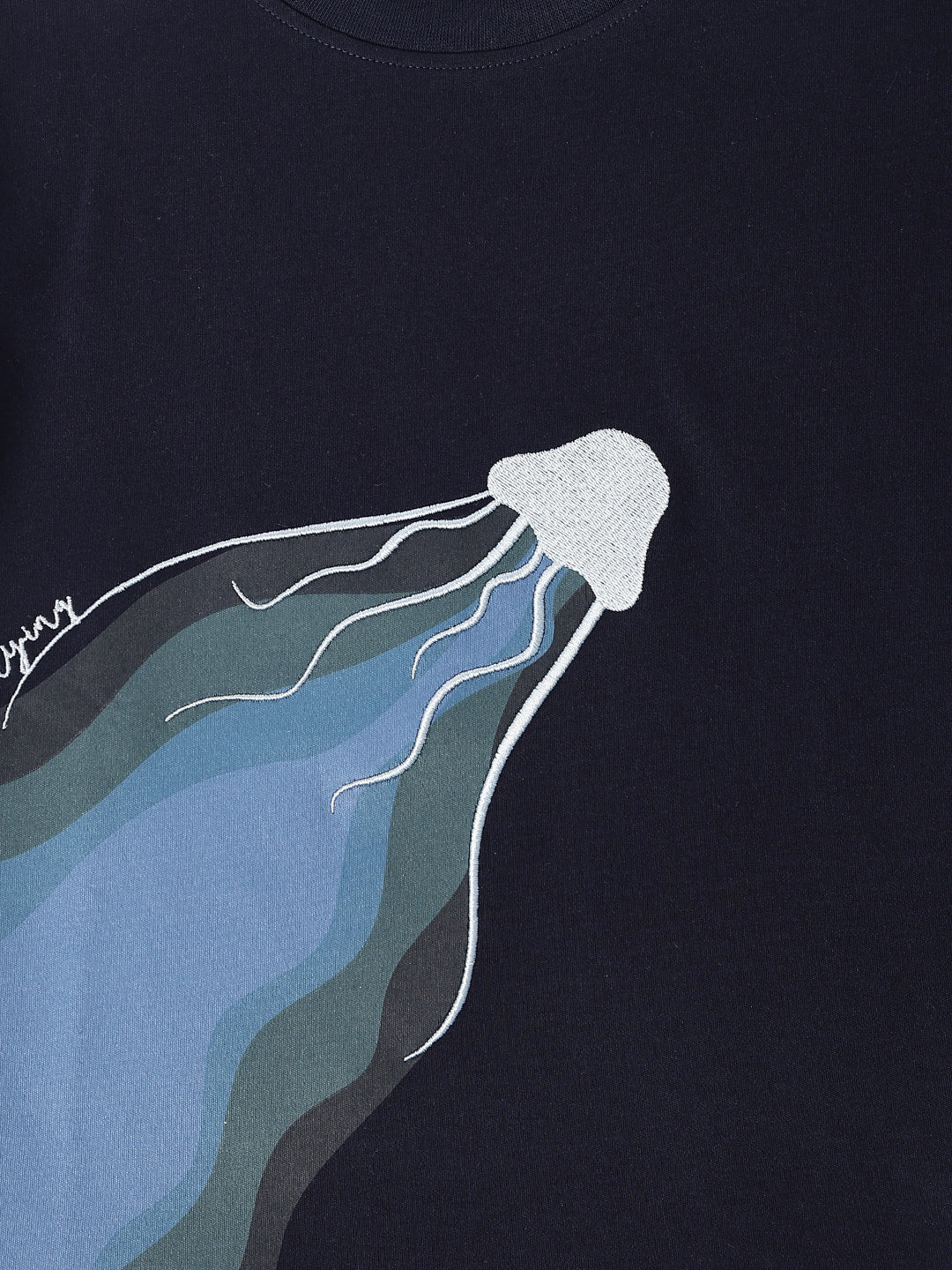 Boys Navy Blue Cotton Solid T-shirt