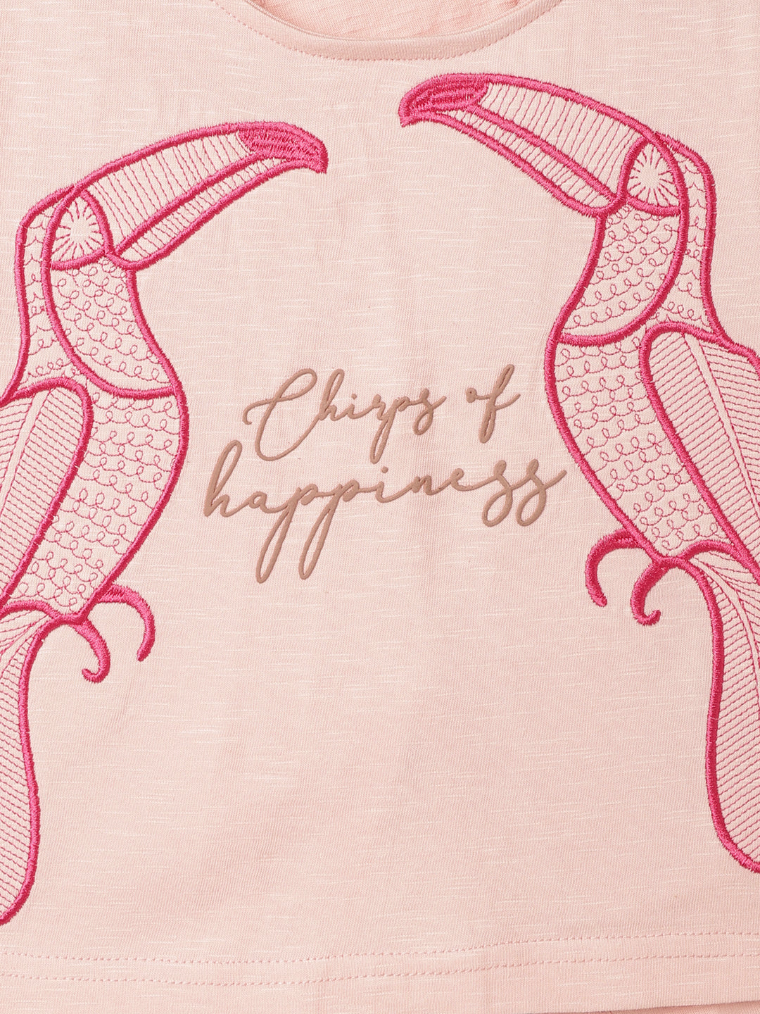 Girls Baby Pink Cotton Embroidery T-Shirt