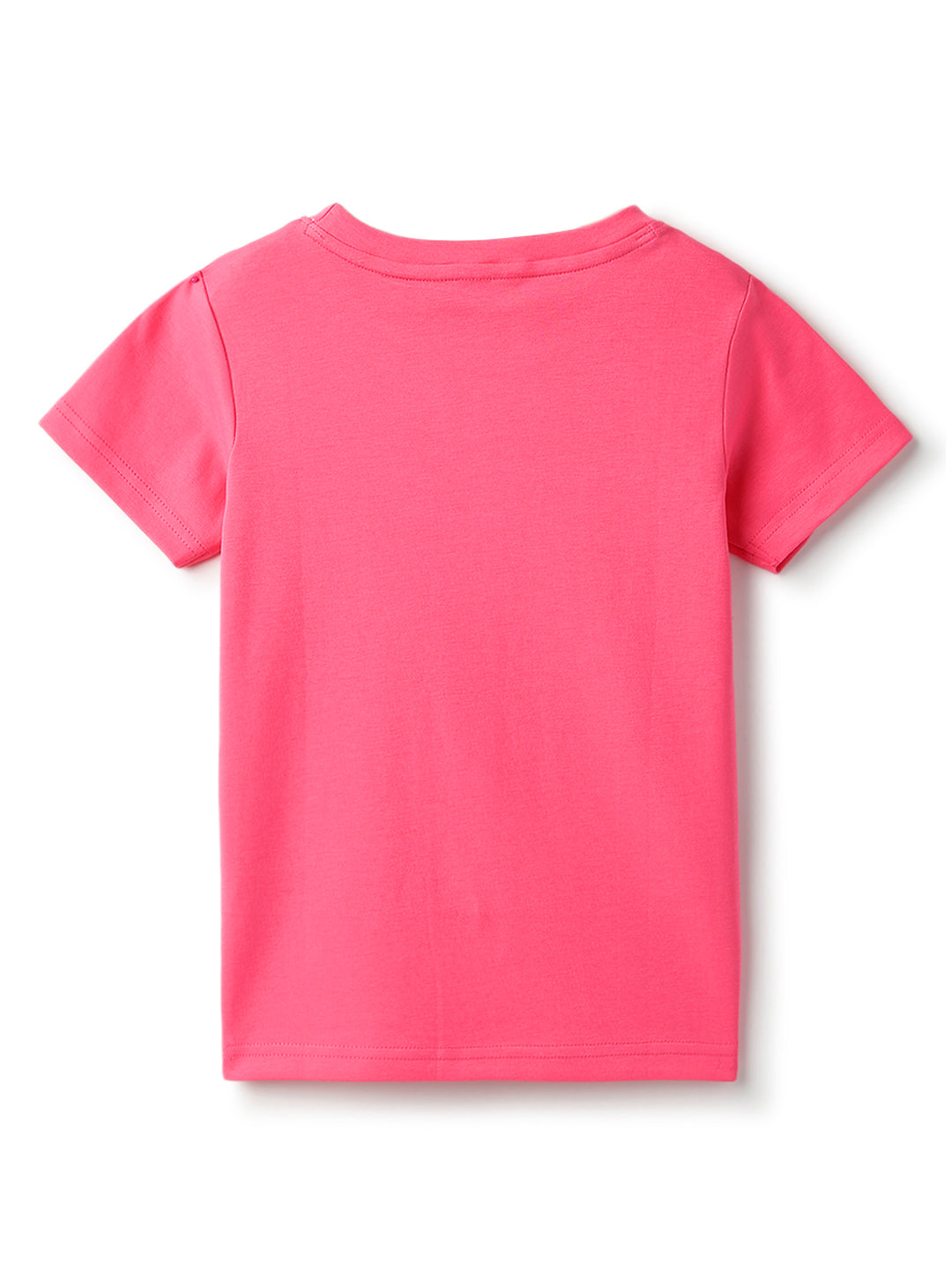 Girls Pink Printed Cotton Casual T-Shirt