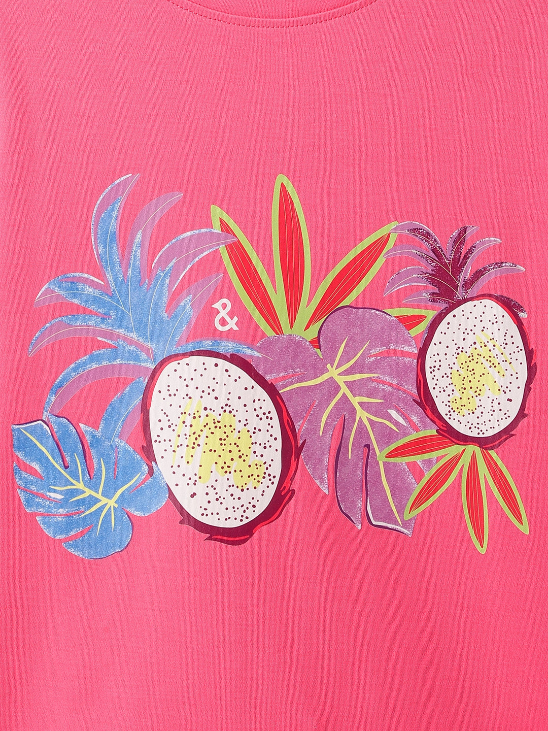 Girls Pink Printed Cotton Casual T-Shirt