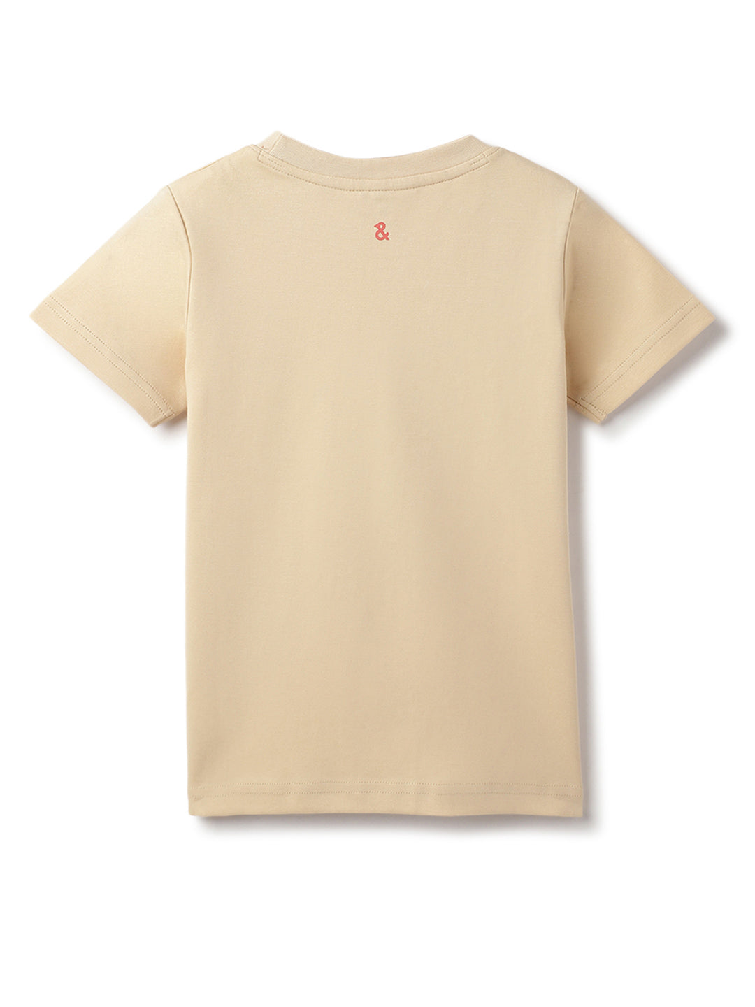 Girls Beige Cotton Printed T-Shirt