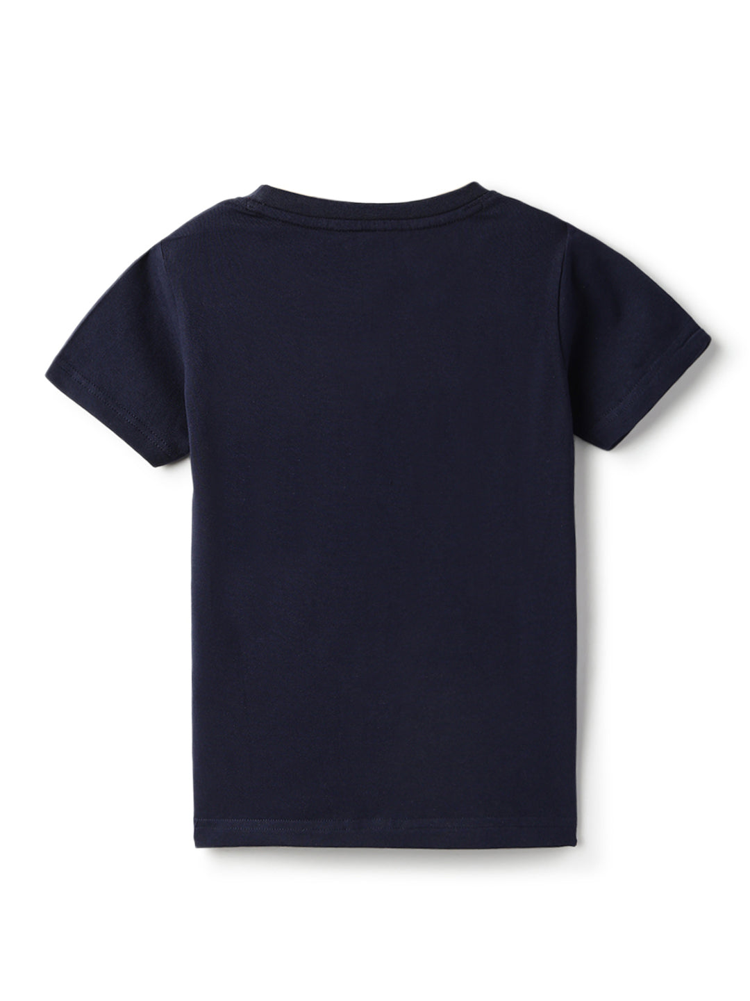 Girls Lycra Printed Half Sleeve Casual Navy Blue T-Shirt