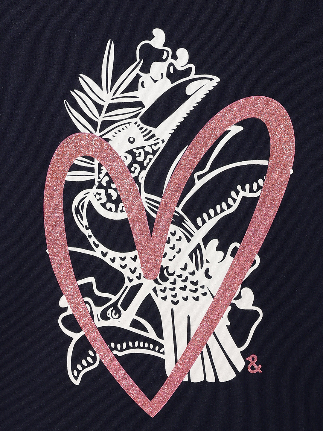 Girls Lycra Printed Half Sleeve Casual Navy Blue T-Shirt