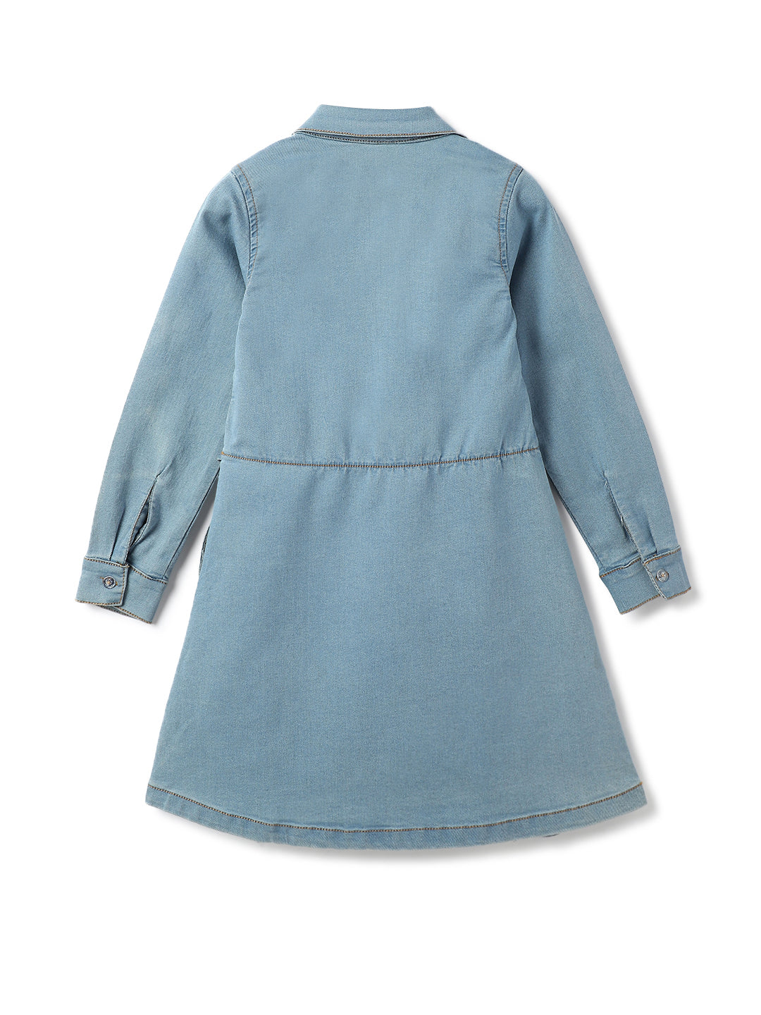 Girls Blue Lycra Solid Dress