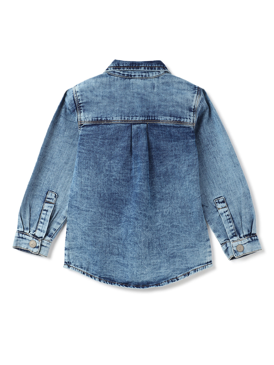 Girls Blue Cotton Washed Shirt