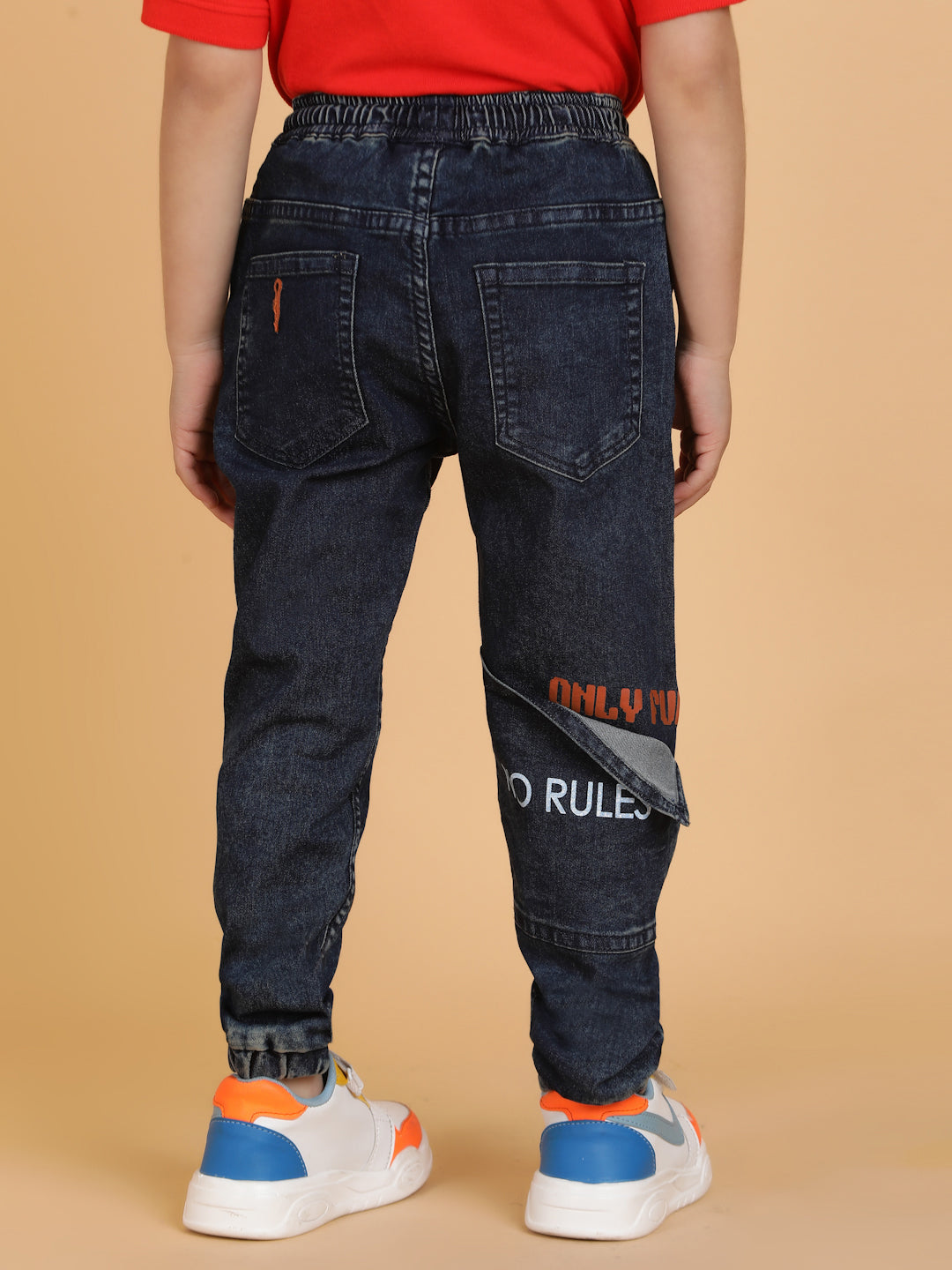 Boys Dark Blue Solid Lycra Slim fit Joggers