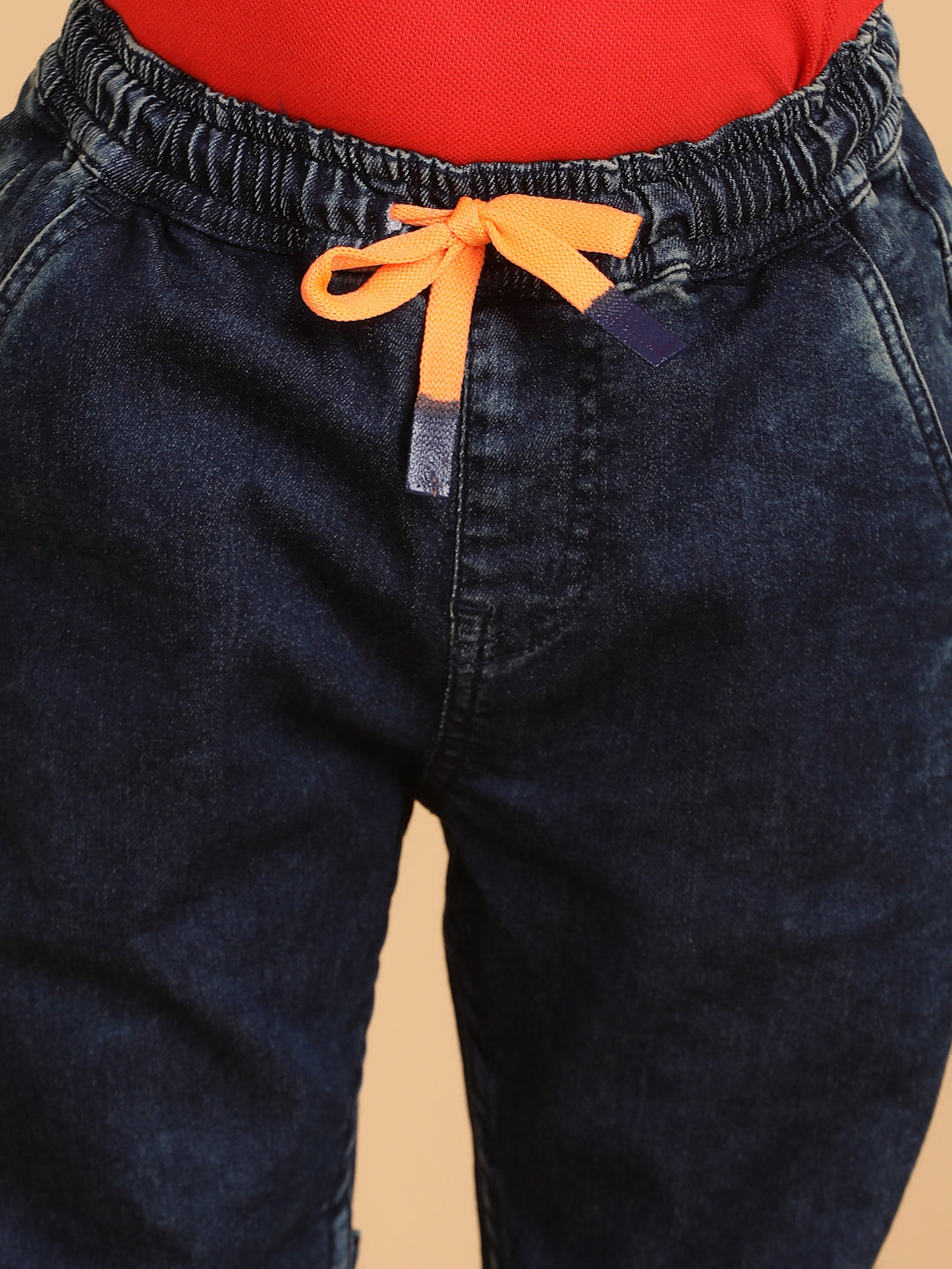 Boys Dark Blue Solid Lycra Slim fit Joggers