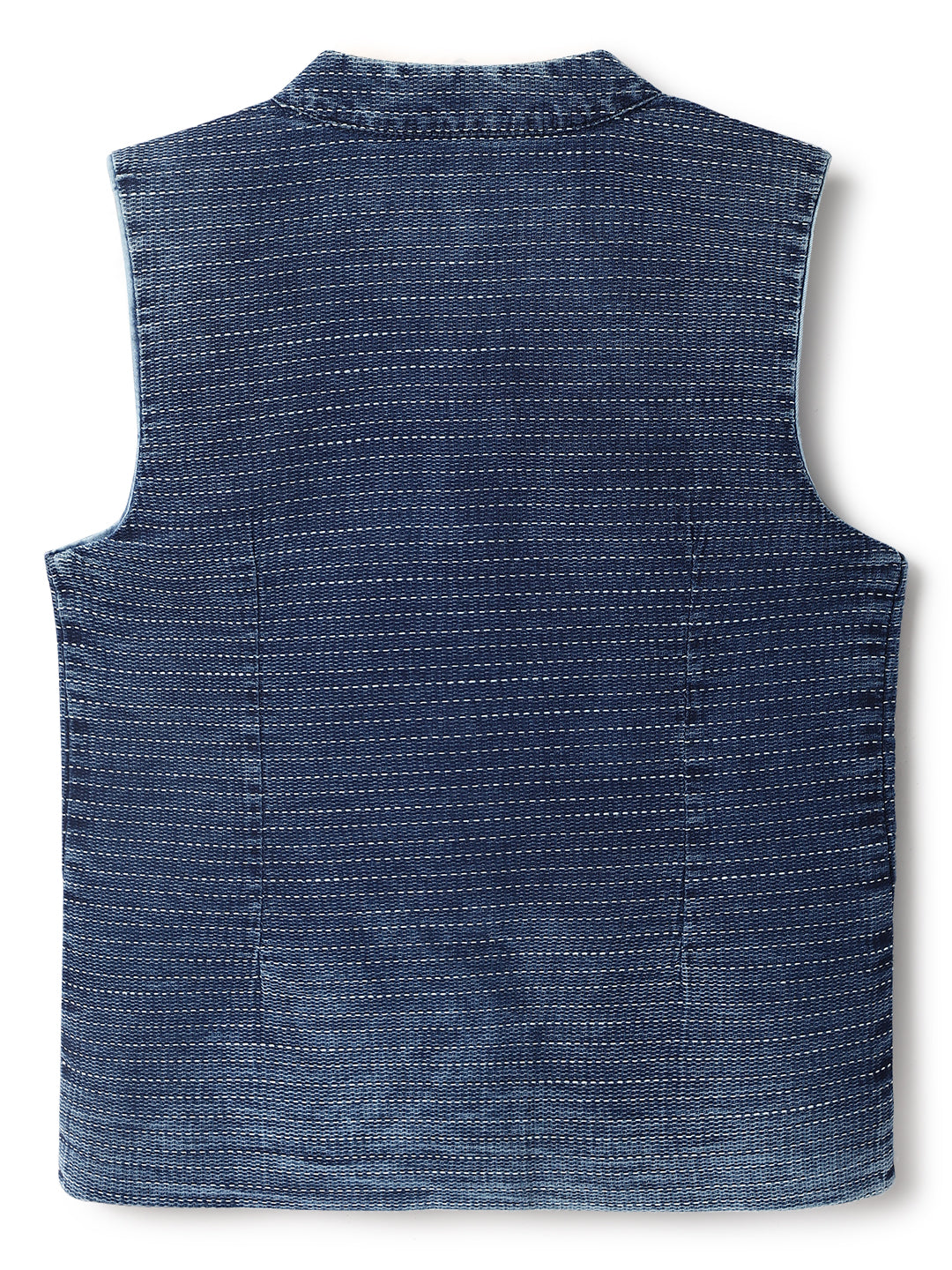 Boys Dark Blue Cotton Stripe Waist Coat