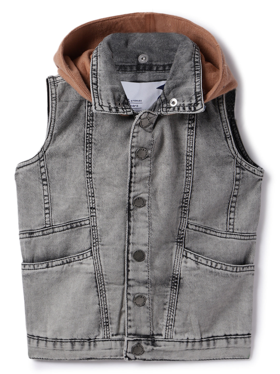 Boys Grey Hooded Waistcoat
