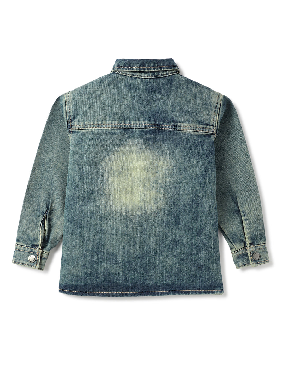 Boys Blue Cotton Poly Washed Shirt