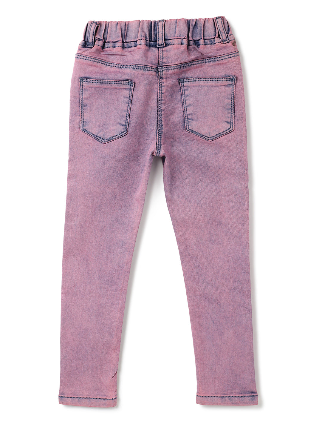 Girls Pink Tint Lycra Washed Slim Fit Jegging
