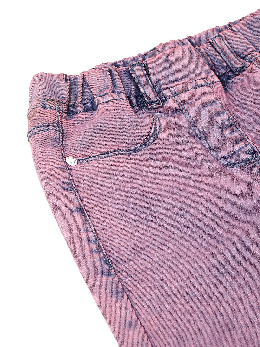 Girls Pink Tint Lycra Washed Slim Fit Jegging