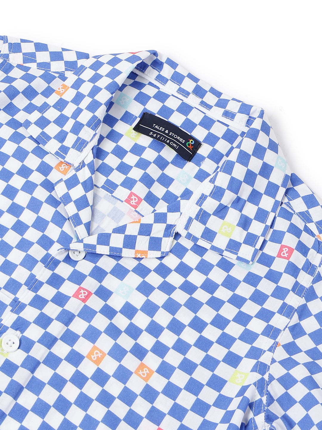 Boys Sky Blue Checks Viscose Casual Shirt