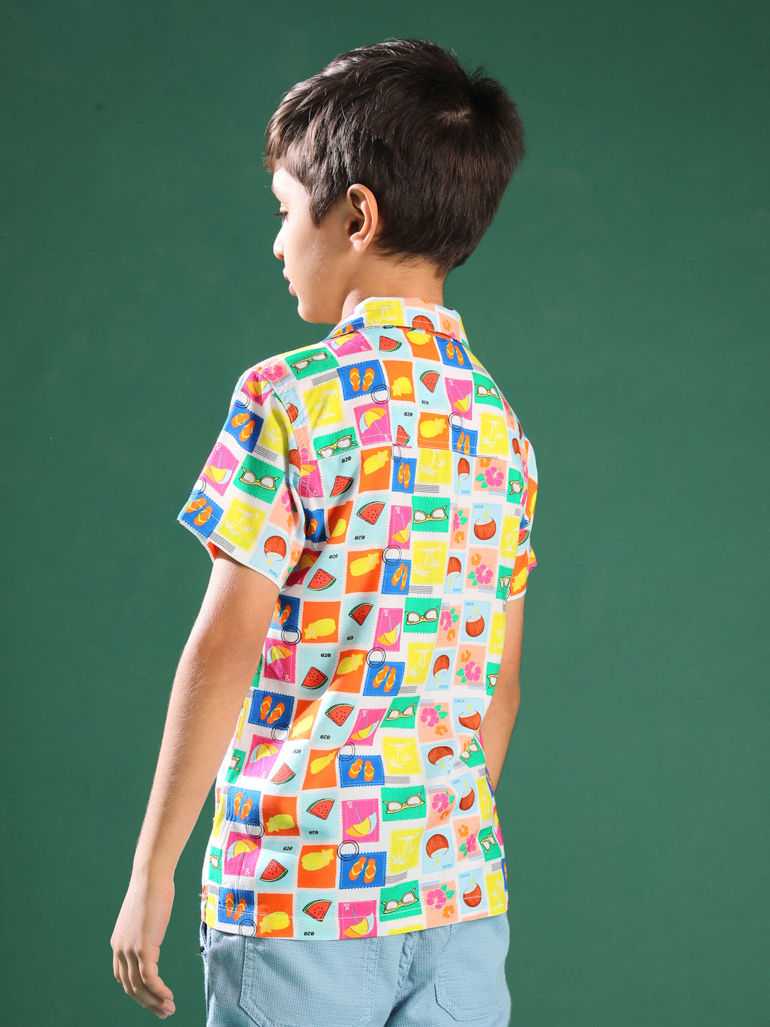 Boys Multi-Color Print Viscose Casual Shirt