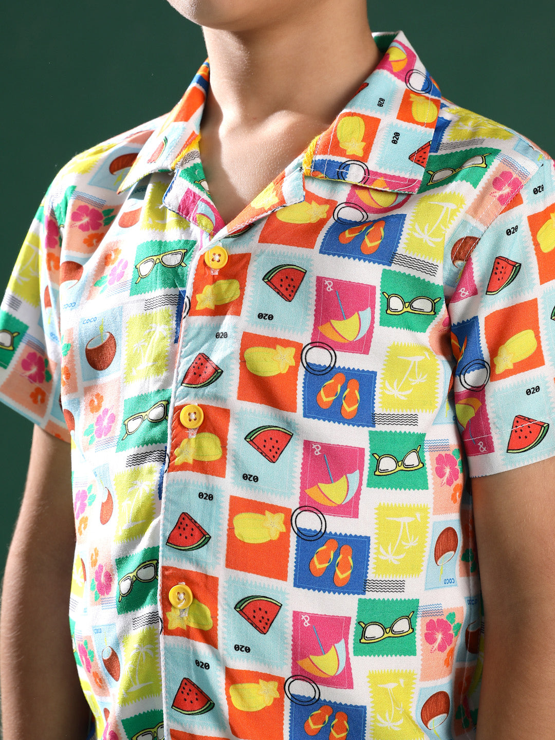 Boys Multi-Color Print Viscose Casual Shirt