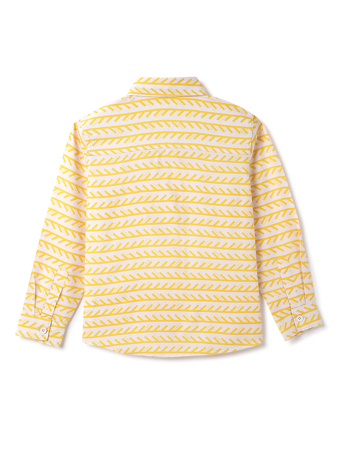Boys Yellow Viscose Print Shirt