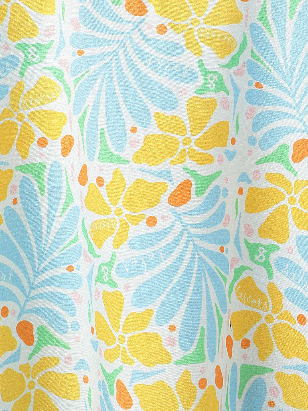 Girls Sky Blue Viscose Floral Top