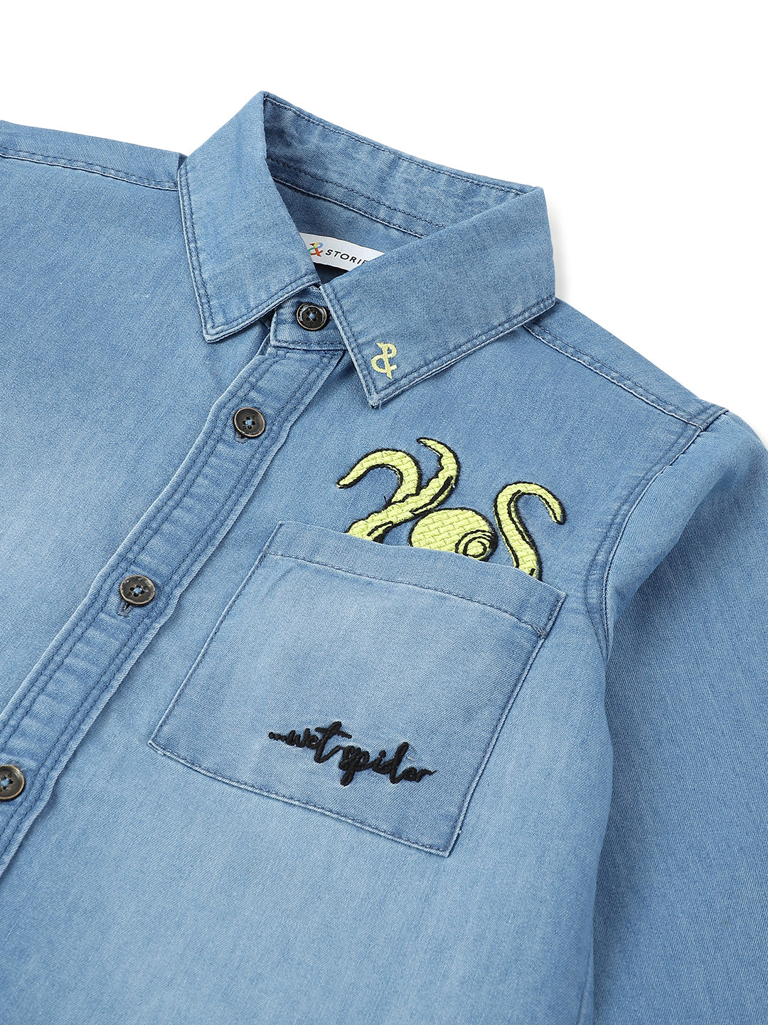 Boys Medium Blue Cotton poly Shirt