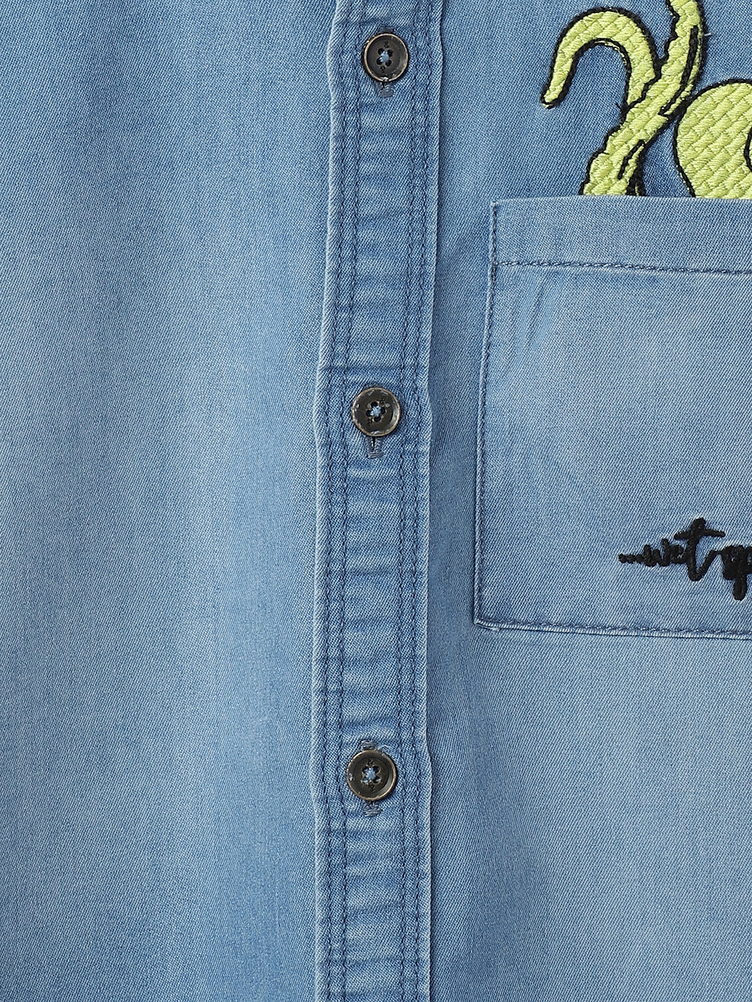 Boys Medium Blue Cotton poly Shirt