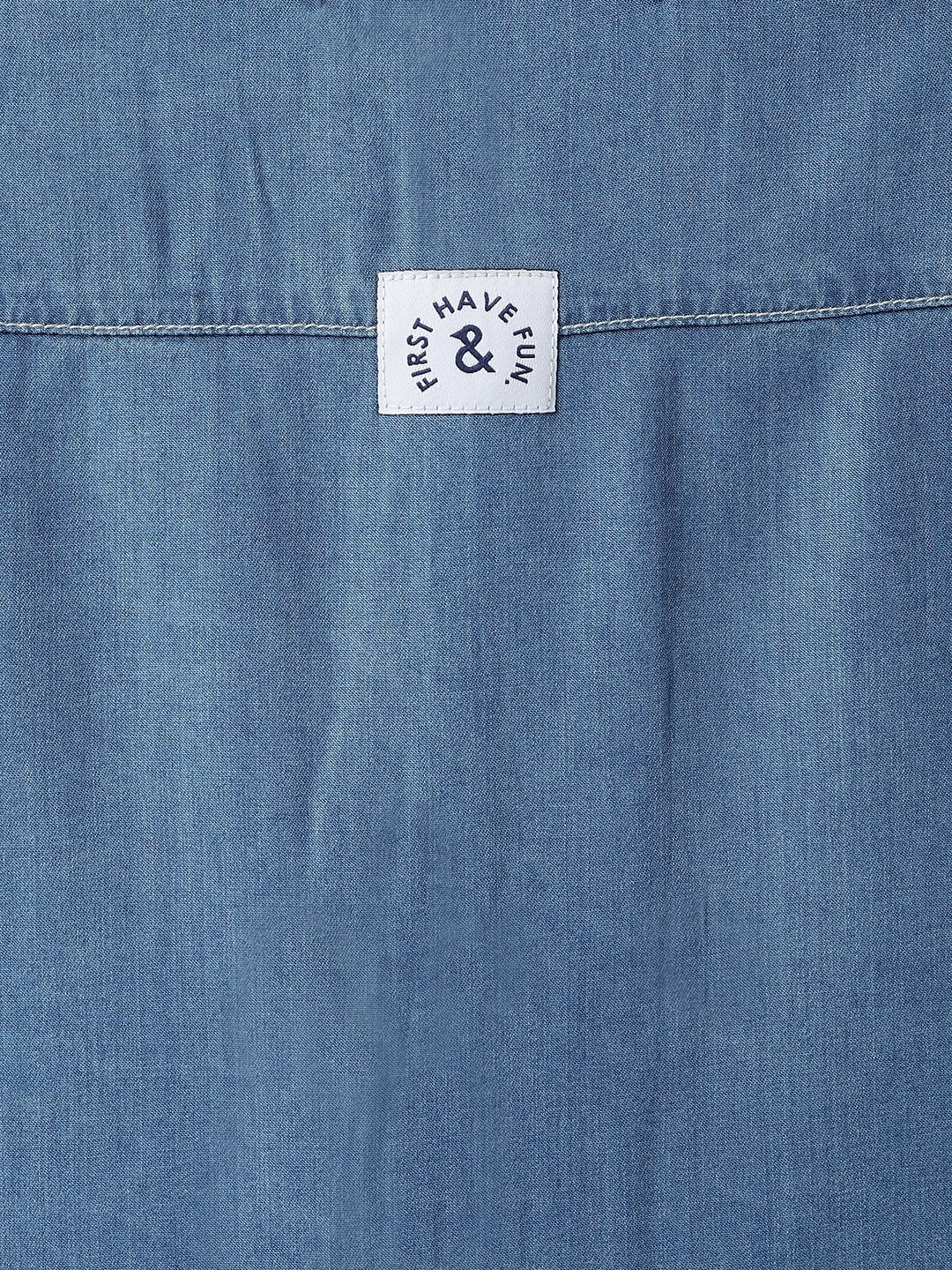 Boys Cotton Solid Blue Casual Shirt