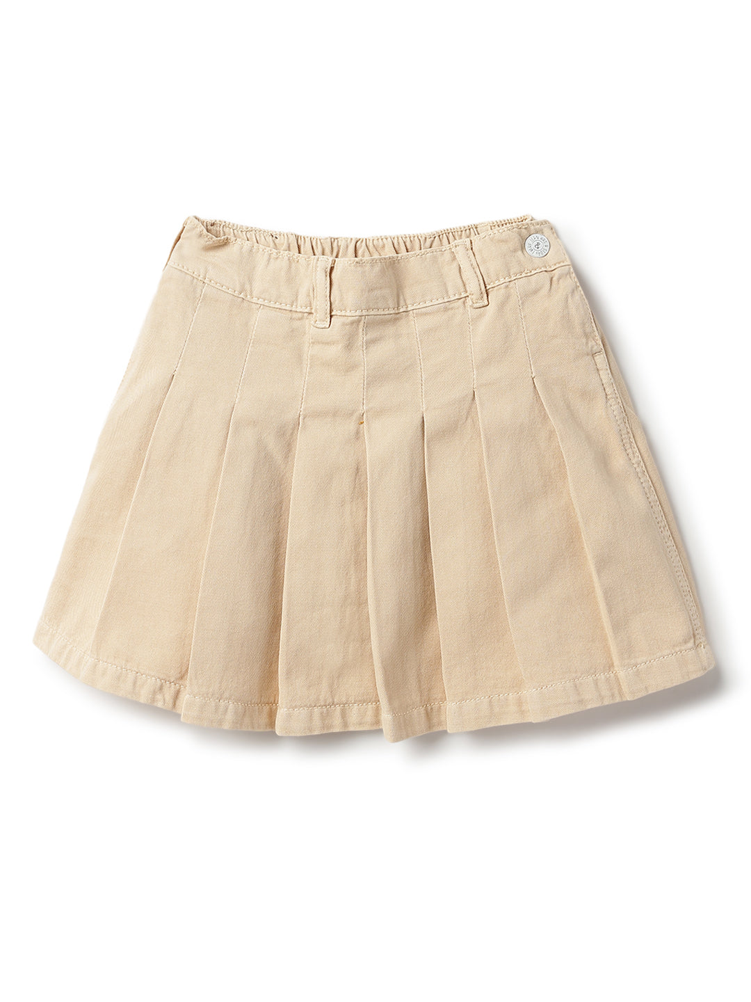 Girls Beige Casual Cotton Solid Skirt