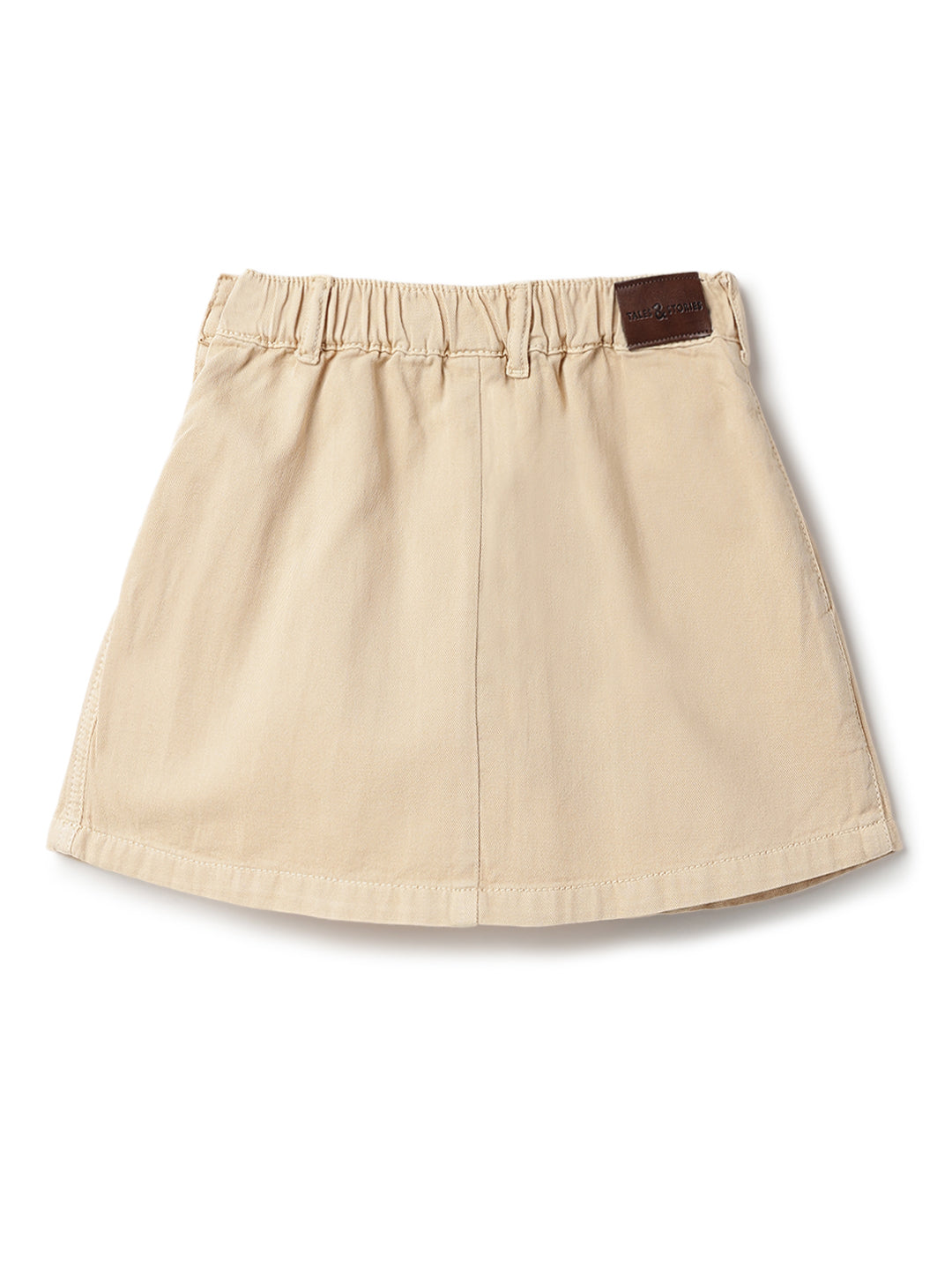 Girls Beige Casual Cotton Solid Skirt