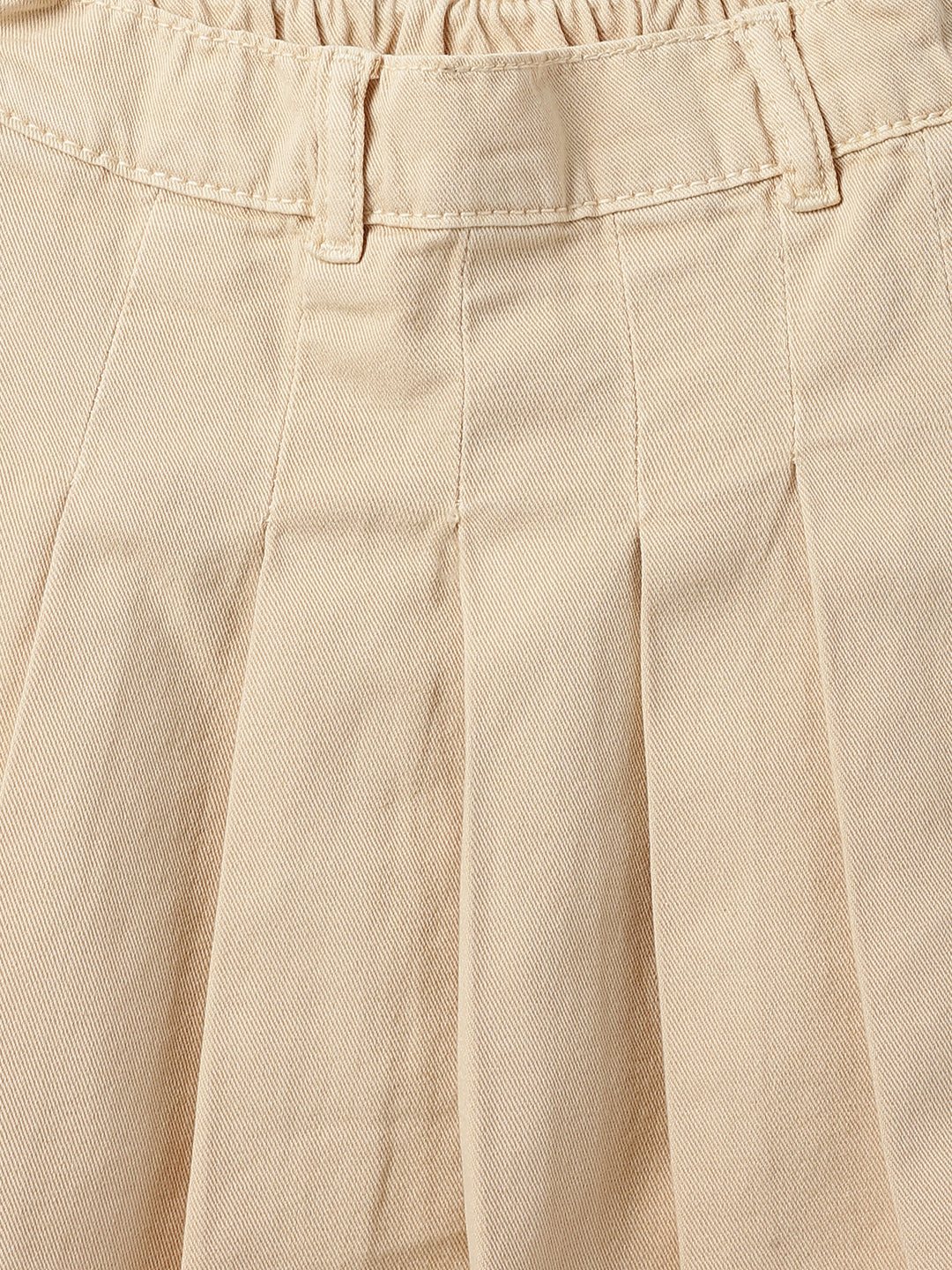 Girls Beige Casual Cotton Solid Skirt