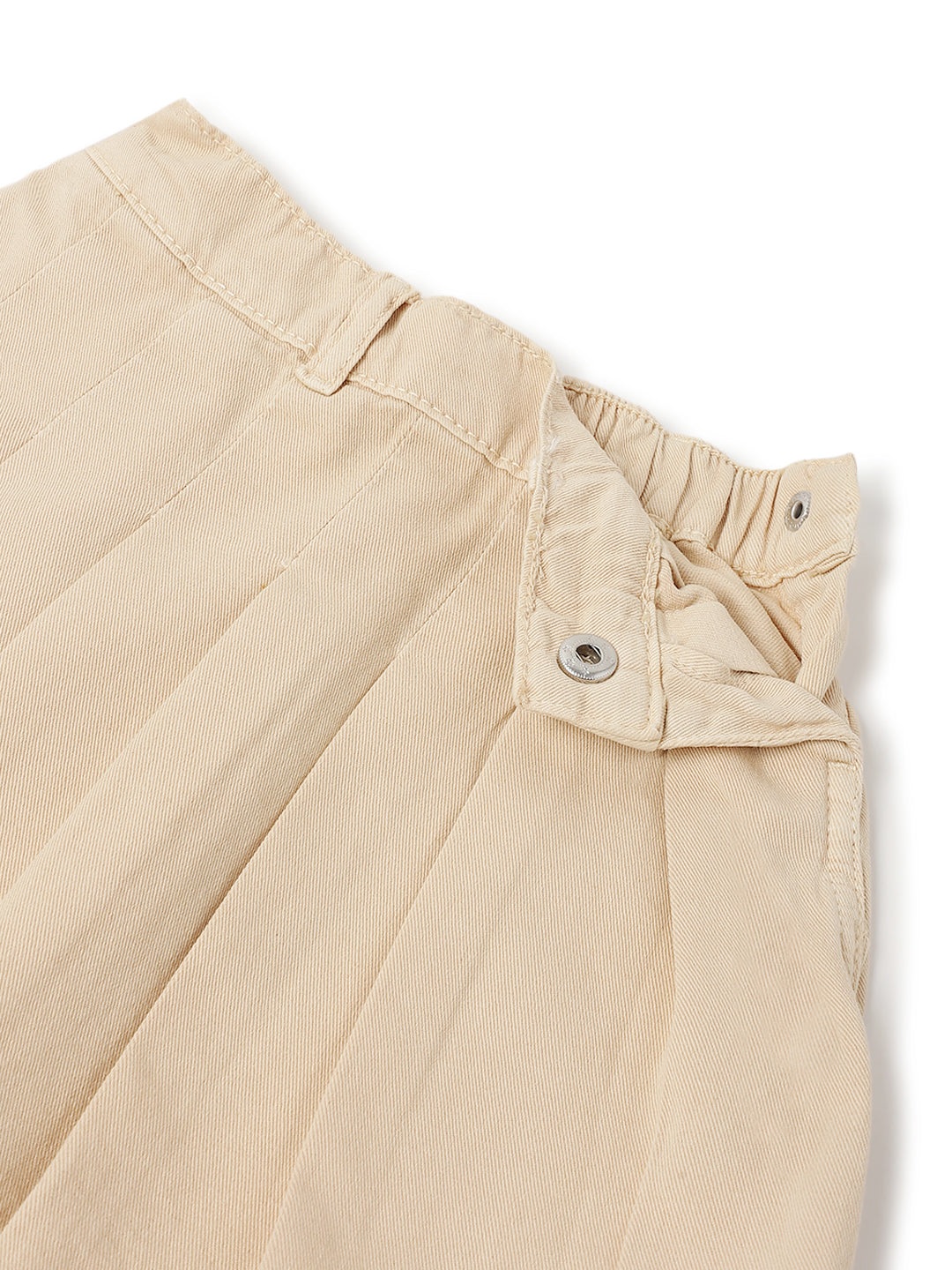Girls Beige Casual Cotton Solid Skirt