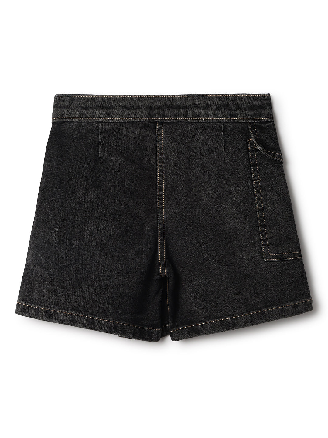 Girls Black Lycra Washed Skort