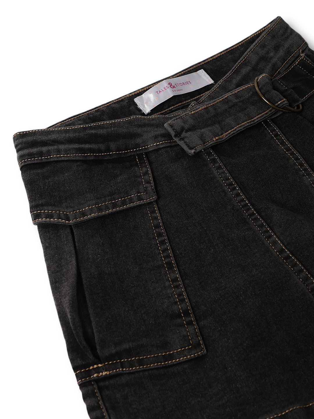Girls Black Lycra Washed Skort