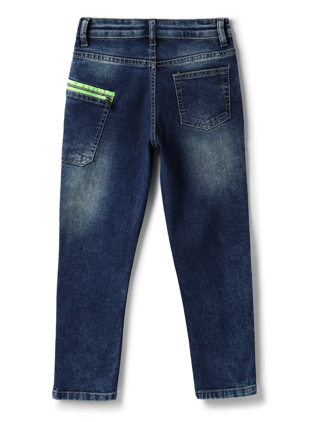 Boys Lycra Denim Blue Washed Slim Fit Jeans
