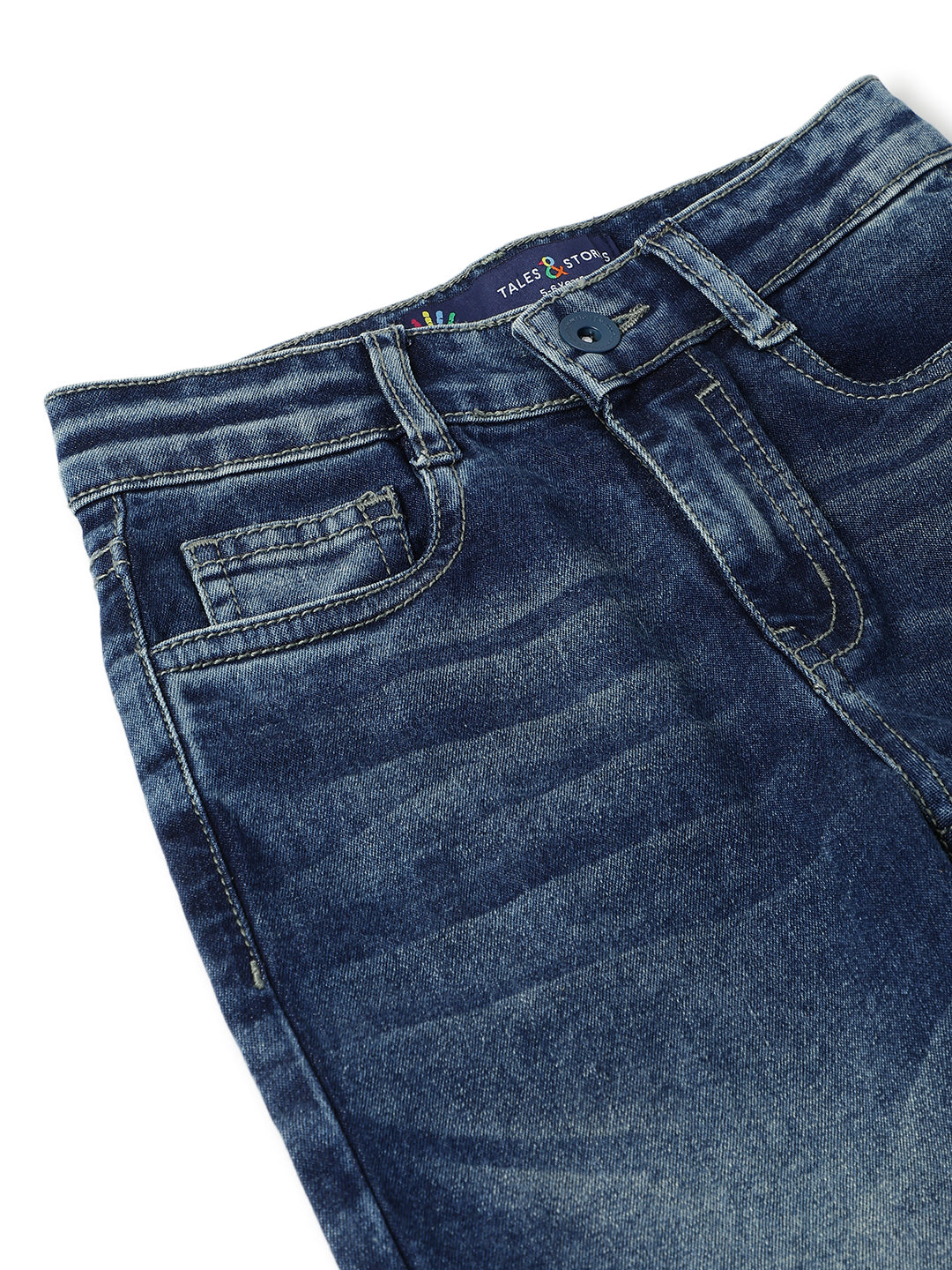 Boys Lycra Denim Blue Washed Slim Fit Jeans