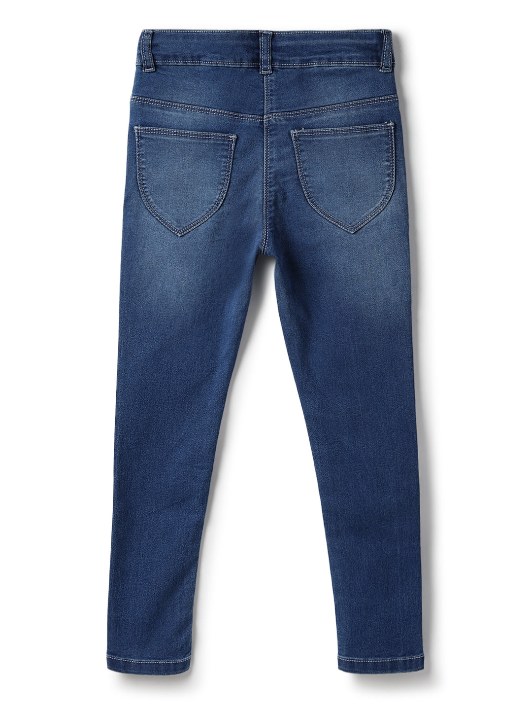 Girls Lycra Embroidered Stretchable Skinny Fit Blue Jeans