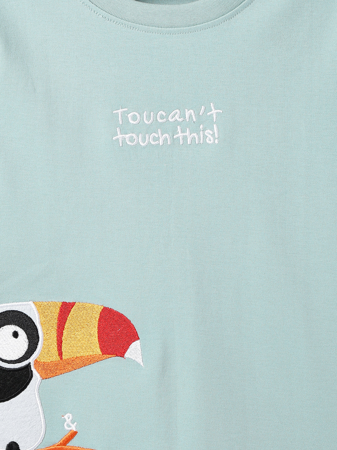 Boys Cotton Blue Embroidered T-Shirt