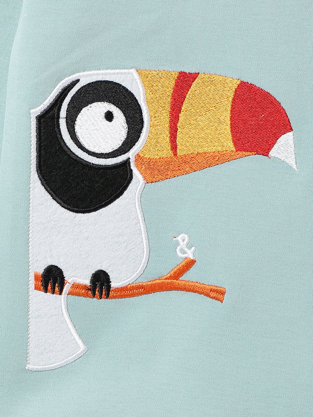 Boys Cotton Blue Embroidered T-Shirt
