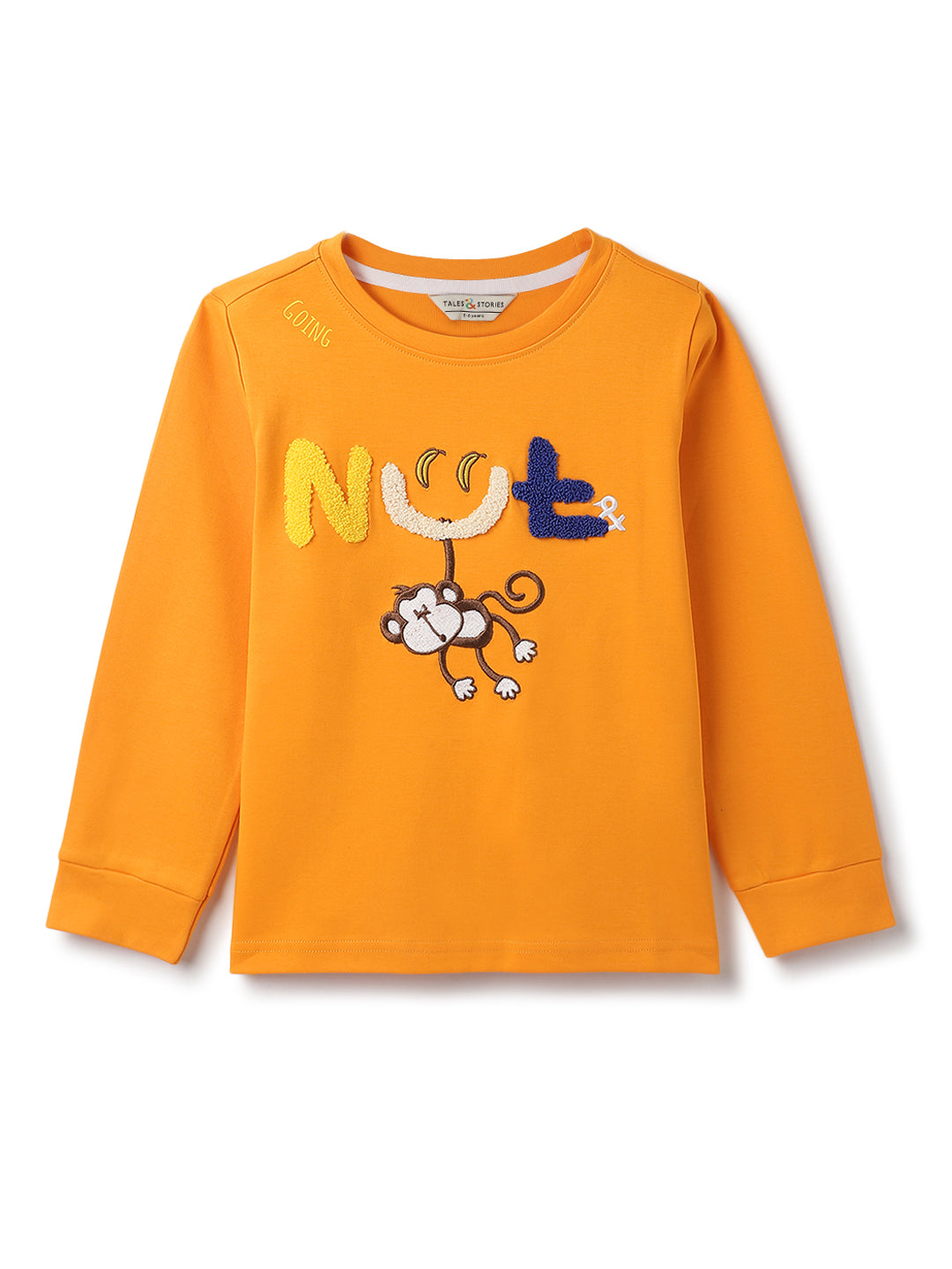 Boys Orange Cotton Embroidery T-Shirt