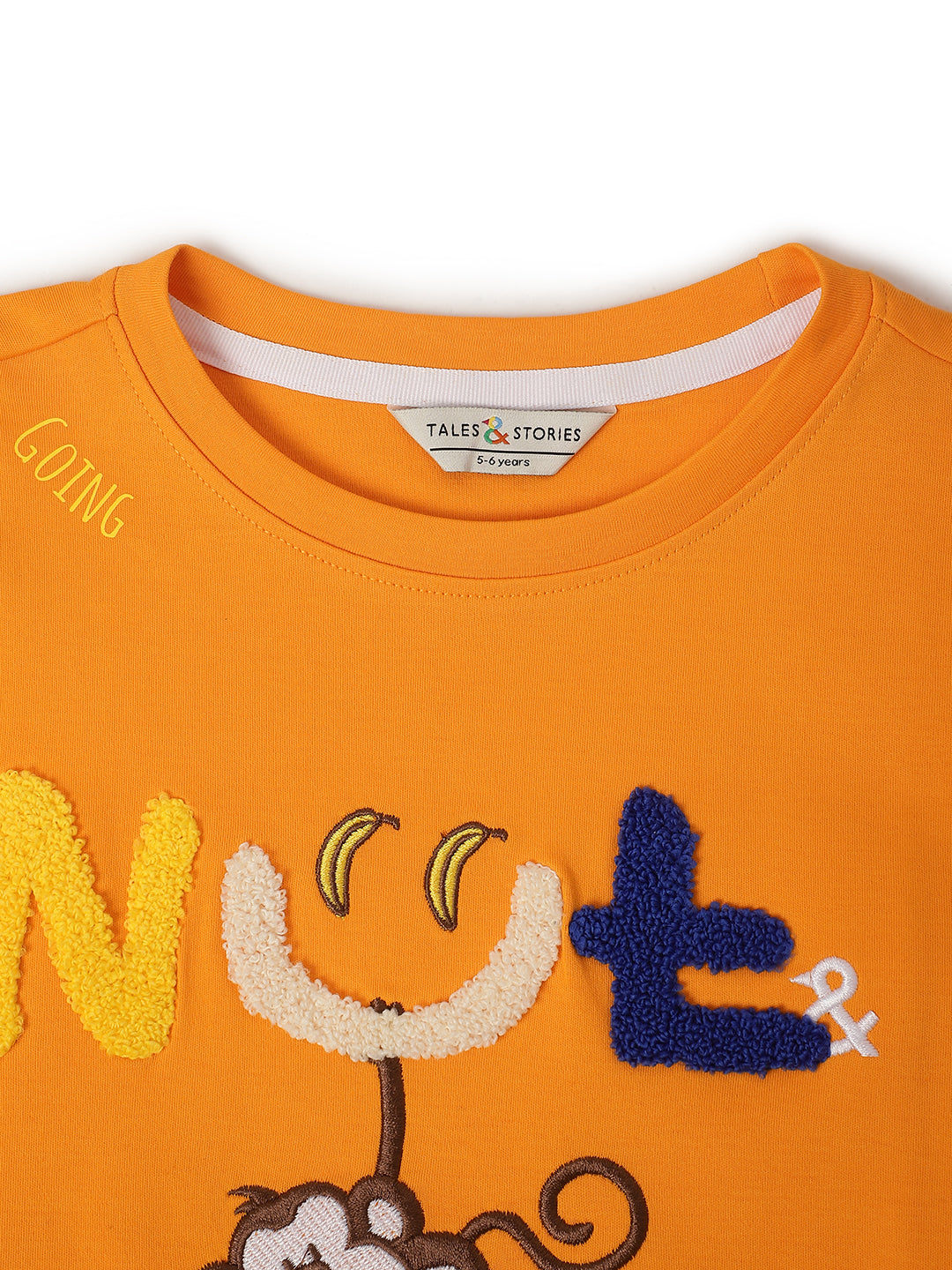 Boys Orange Cotton Embroidery T-Shirt