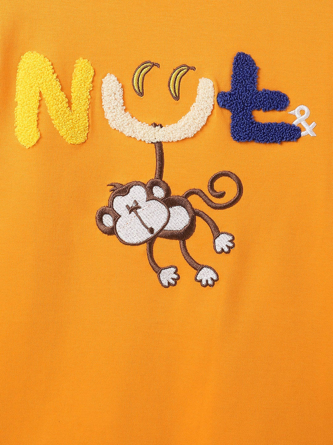 Boys Orange Cotton Embroidery T-Shirt