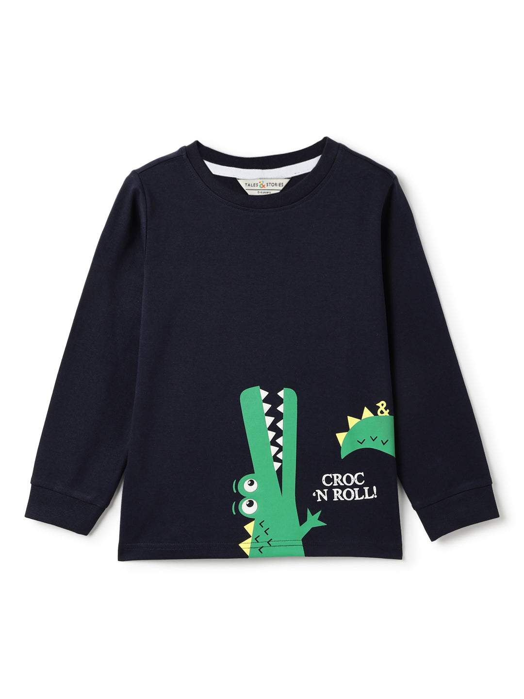 Boys Cotton Navy Blue T-Shirt