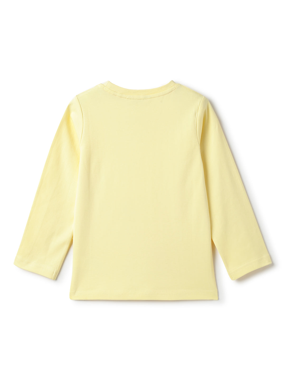 Girls Yellow Cotton Printed T-Shirt