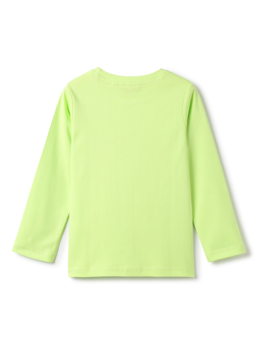 Girls Cotton Green Neon Printed T-Shirt