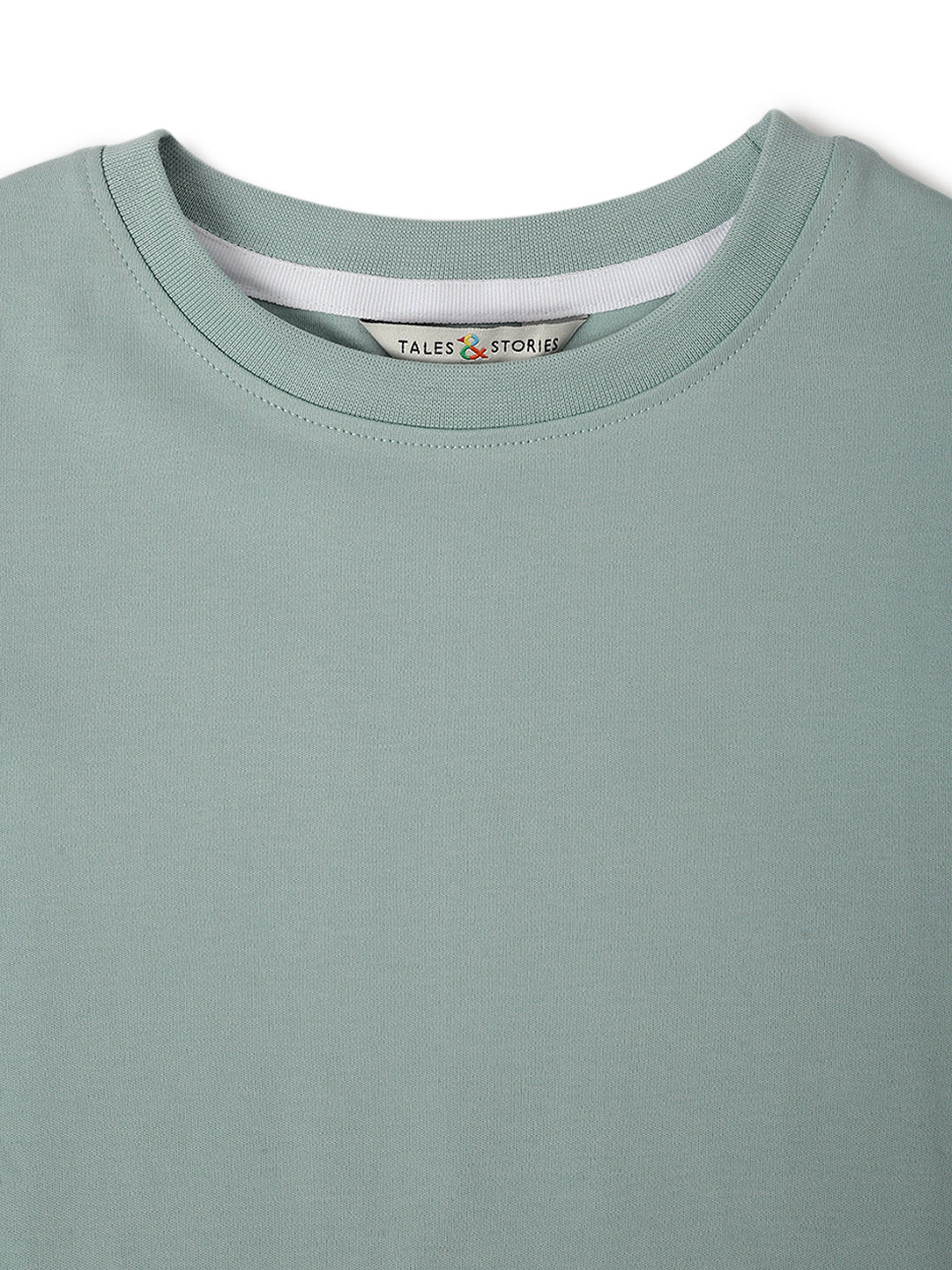 Girls Aqua Green Cotton Floral Embroidery T-Shirt